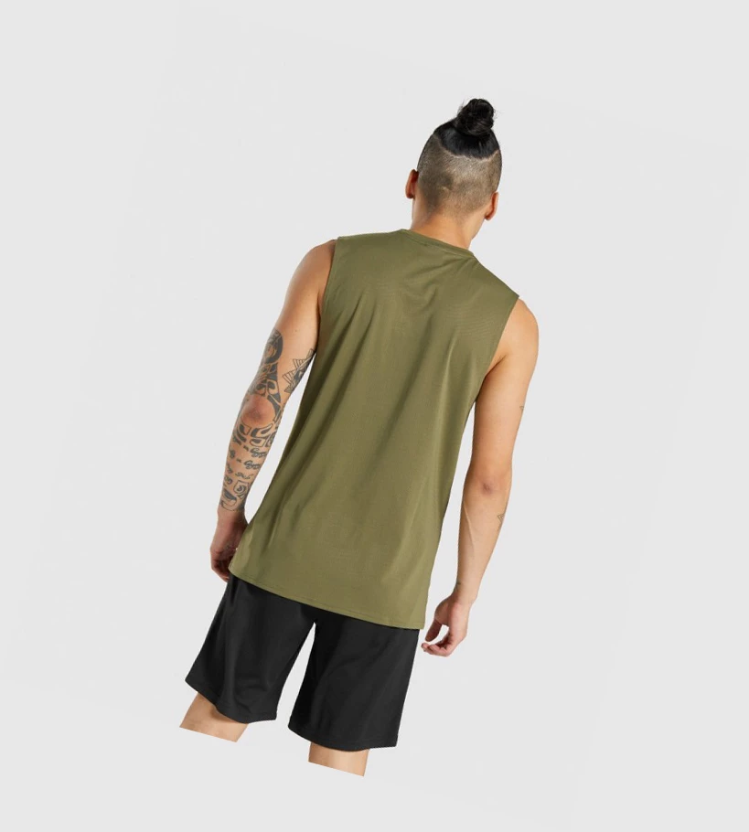 Gymshark Arrival Ermeløse Singlet Herre Mørke Grønn | MIXDLZ683