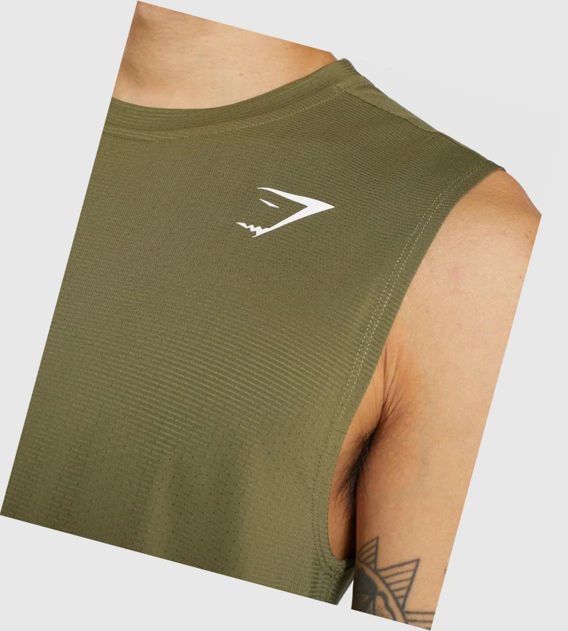 Gymshark Arrival Ermeløse Singlet Herre Mørke Grønn | MIXDLZ683