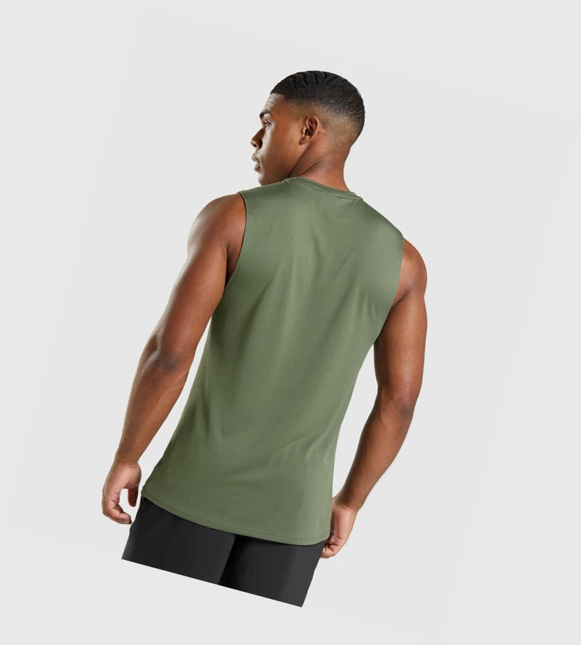 Gymshark Arrival Ermeløse Singlet Herre Olivengrønne | YQWDBR706