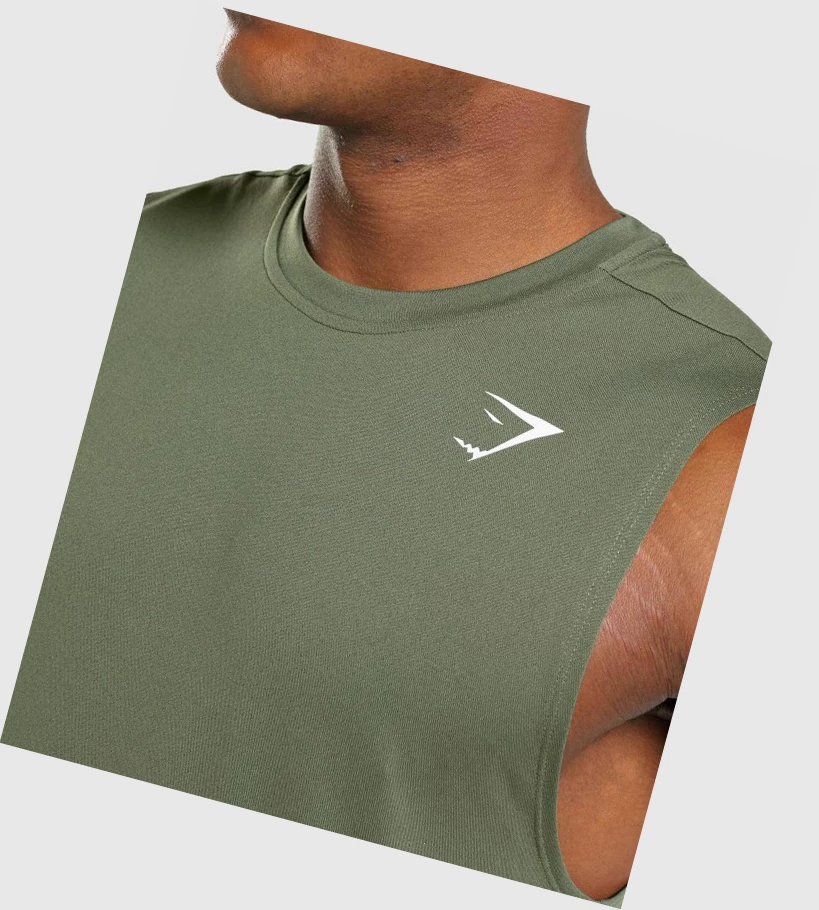 Gymshark Arrival Ermeløse Singlet Herre Olivengrønne | YQWDBR706