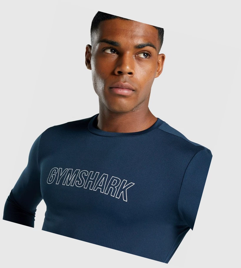 Gymshark Arrival Grafiske T-skjorte Herre Marineblå | BYGNWX748