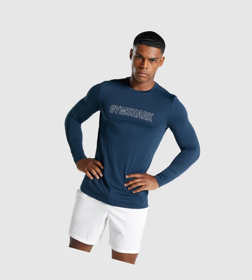 Gymshark Arrival Grafiske T-skjorte Herre Marineblå | BYGNWX748