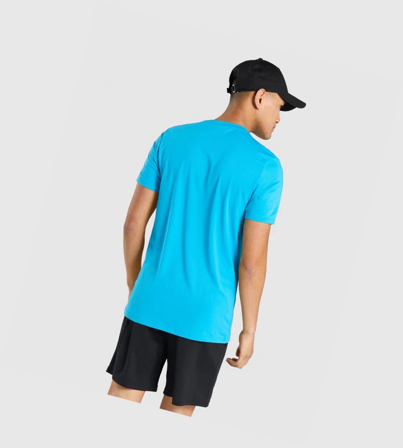 Gymshark Arrival Grafiske T-skjorte Herre Lyse Blå | EYTRBC264