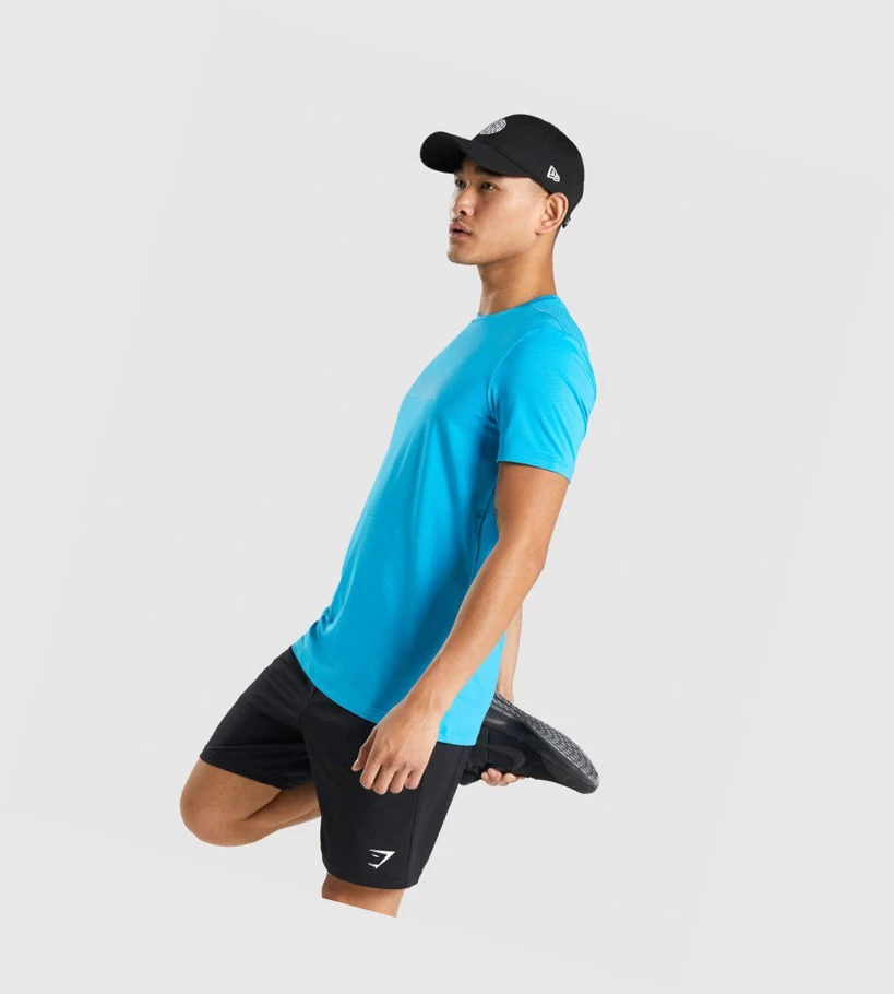 Gymshark Arrival Grafiske T-skjorte Herre Lyse Blå | EYTRBC264