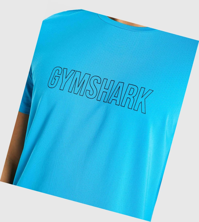 Gymshark Arrival Grafiske T-skjorte Herre Lyse Blå | EYTRBC264