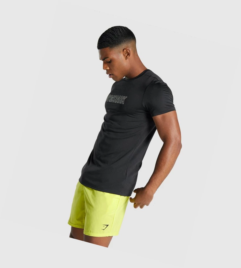 Gymshark Arrival Grafiske T-skjorte Herre Svarte | LIVKEQ572