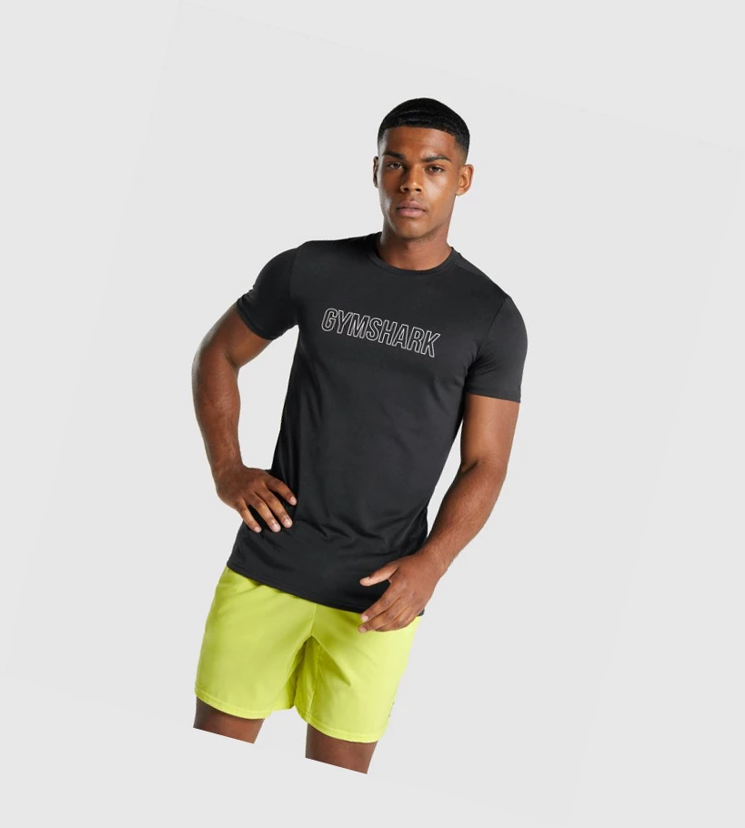 Gymshark Arrival Grafiske T-skjorte Herre Svarte | LIVKEQ572