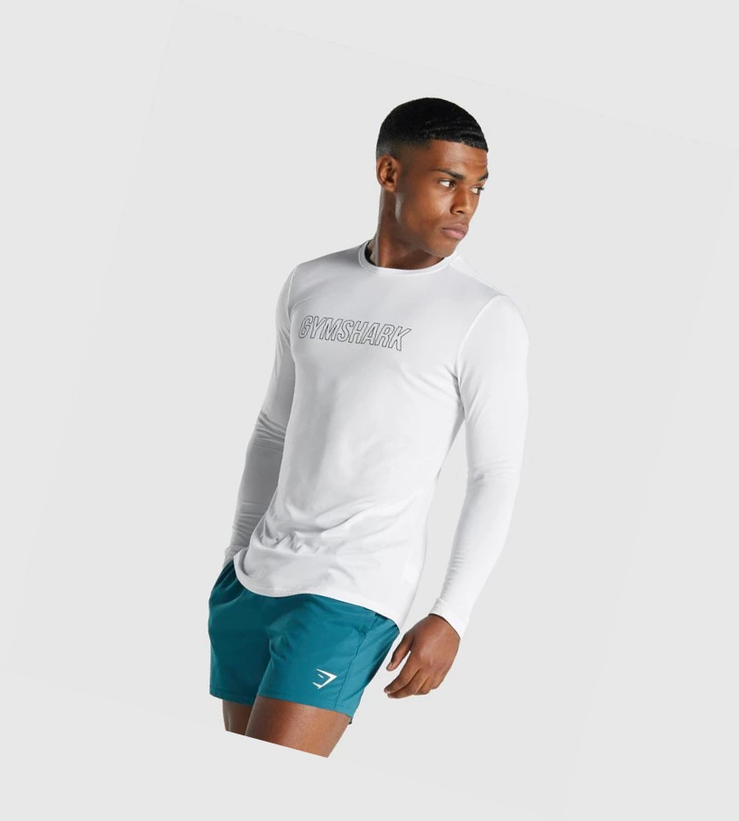 Gymshark Arrival Grafiske T-skjorte Herre Hvite | NSALQB369