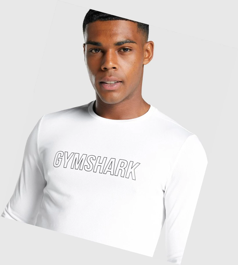 Gymshark Arrival Grafiske T-skjorte Herre Hvite | NSALQB369