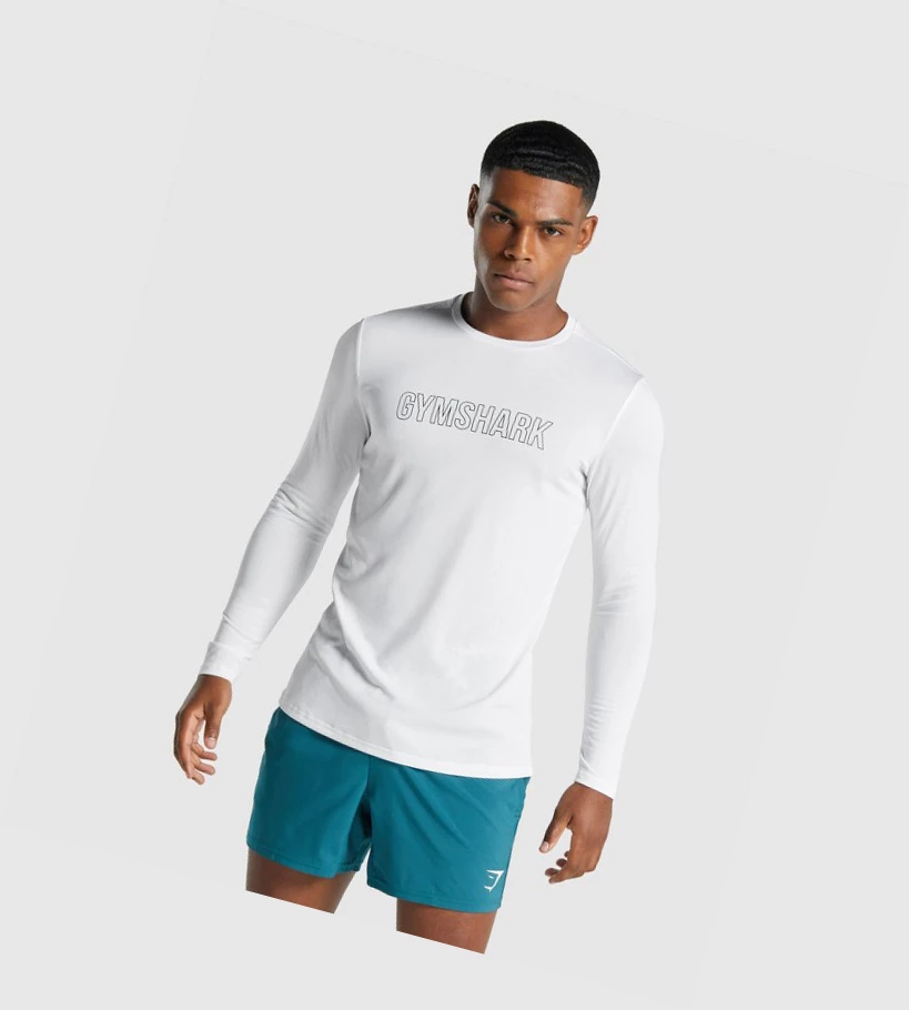 Gymshark Arrival Grafiske T-skjorte Herre Hvite | NSALQB369