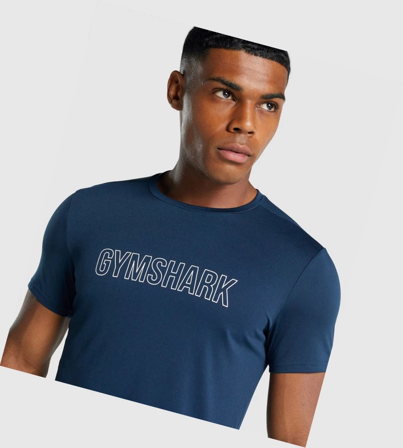 Gymshark Arrival Grafiske T-skjorte Herre Marineblå | OEHBLF794