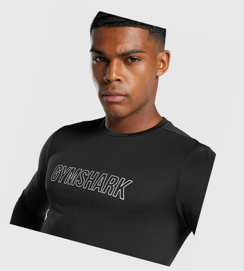 Gymshark Arrival Grafiske T-skjorte Herre Svarte | QATLZW394