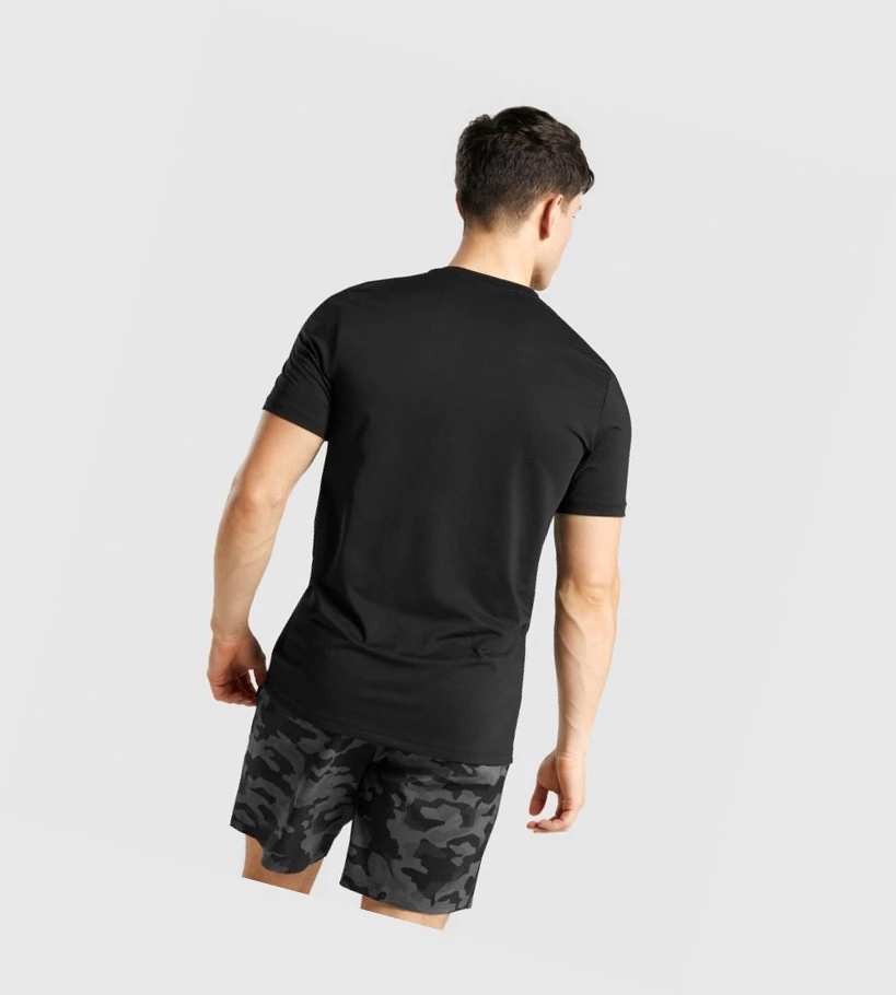 Gymshark Arrival Grafiske T-skjorte Herre Svarte | RHOABC150