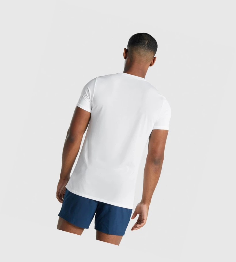 Gymshark Arrival Grafiske T-skjorte Herre Hvite | UJRZMG428