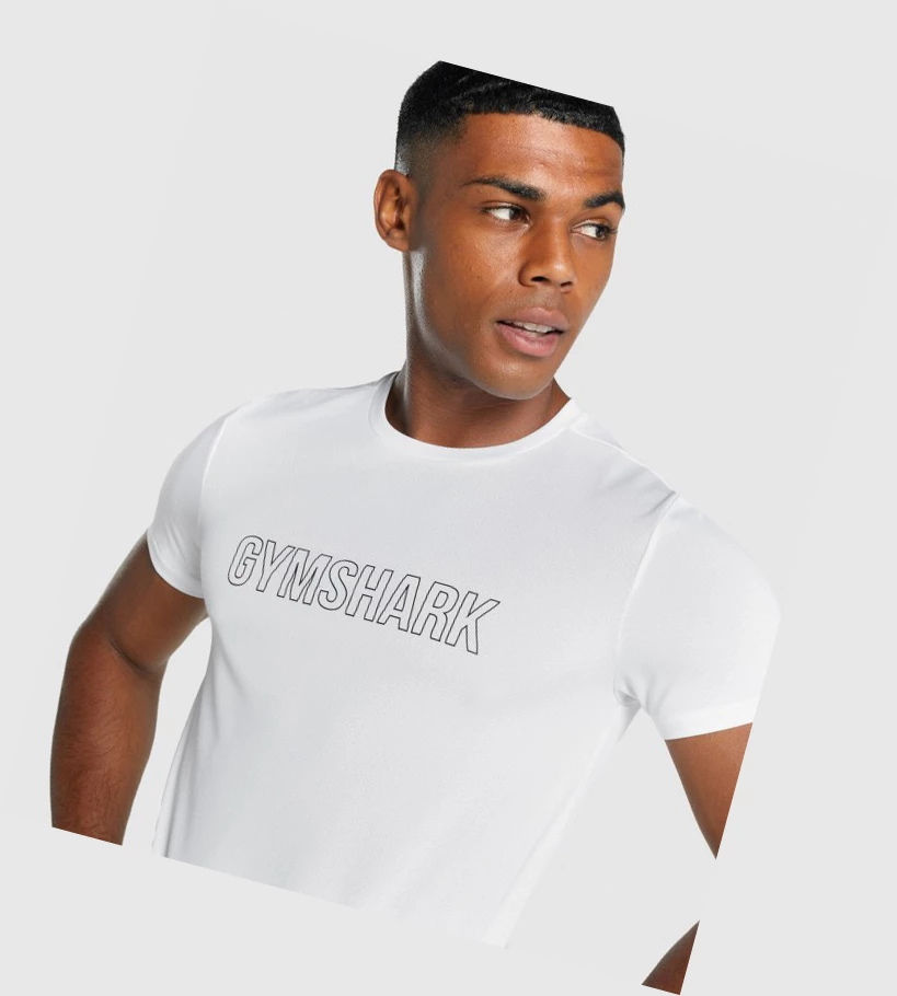 Gymshark Arrival Grafiske T-skjorte Herre Hvite | UJRZMG428