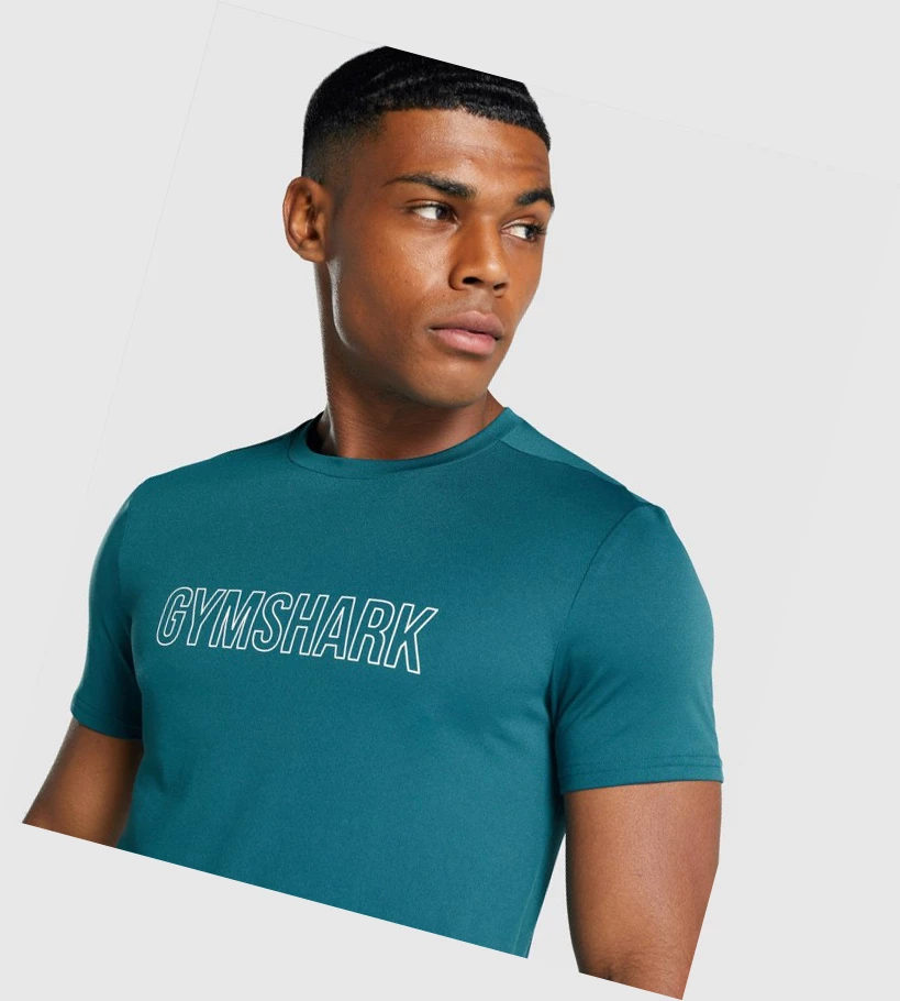 Gymshark Arrival Grafiske T-skjorte Herre Turkis | UOMNWR435