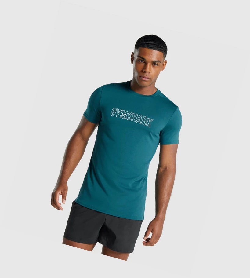 Gymshark Arrival Grafiske T-skjorte Herre Turkis | UOMNWR435