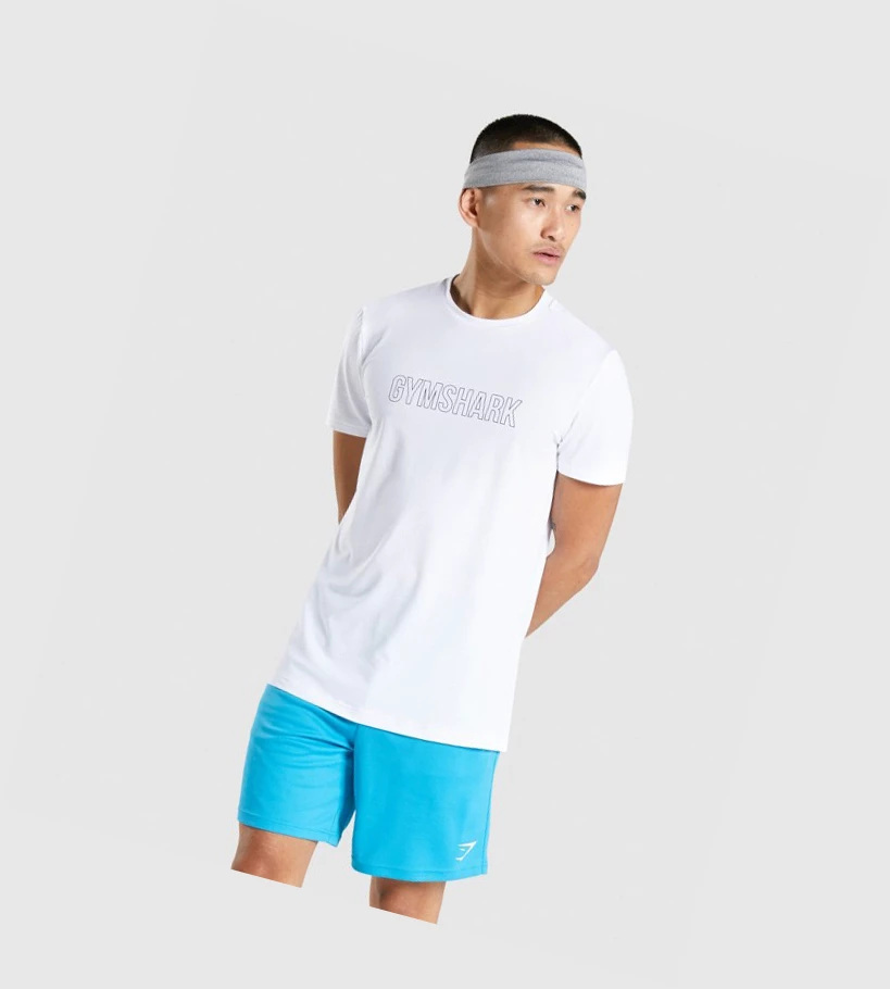 Gymshark Arrival Grafiske T-skjorte Herre Hvite | ZFMRUD460