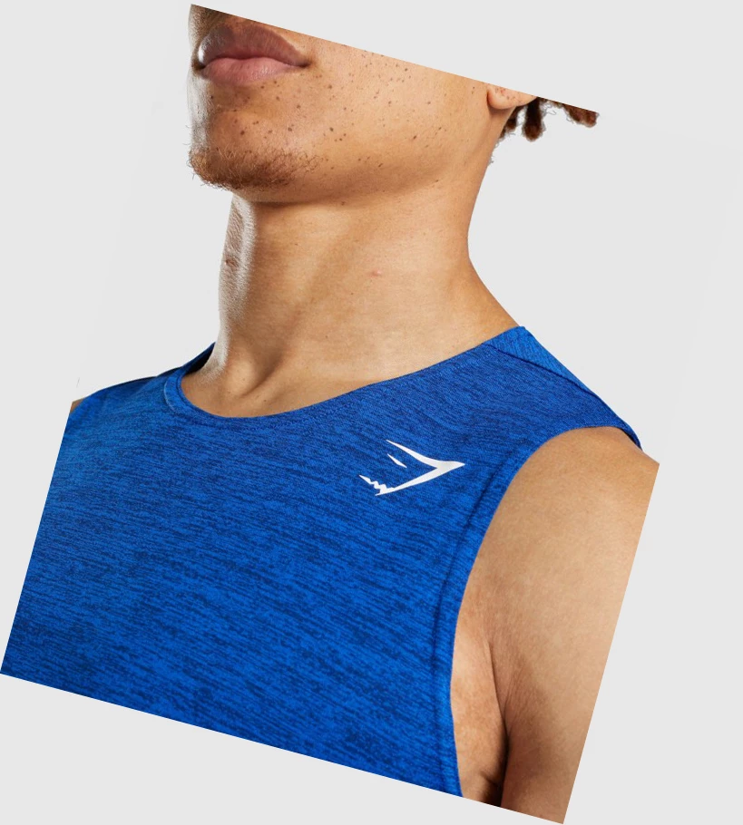 Gymshark Arrival Marl Singlet Herre Blå | ZXTQCY371