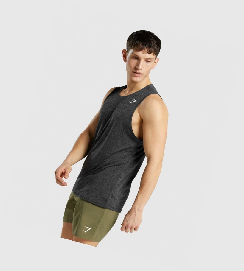 Gymshark Arrival Marl Singlet Herre Svarte | GYLVNT502