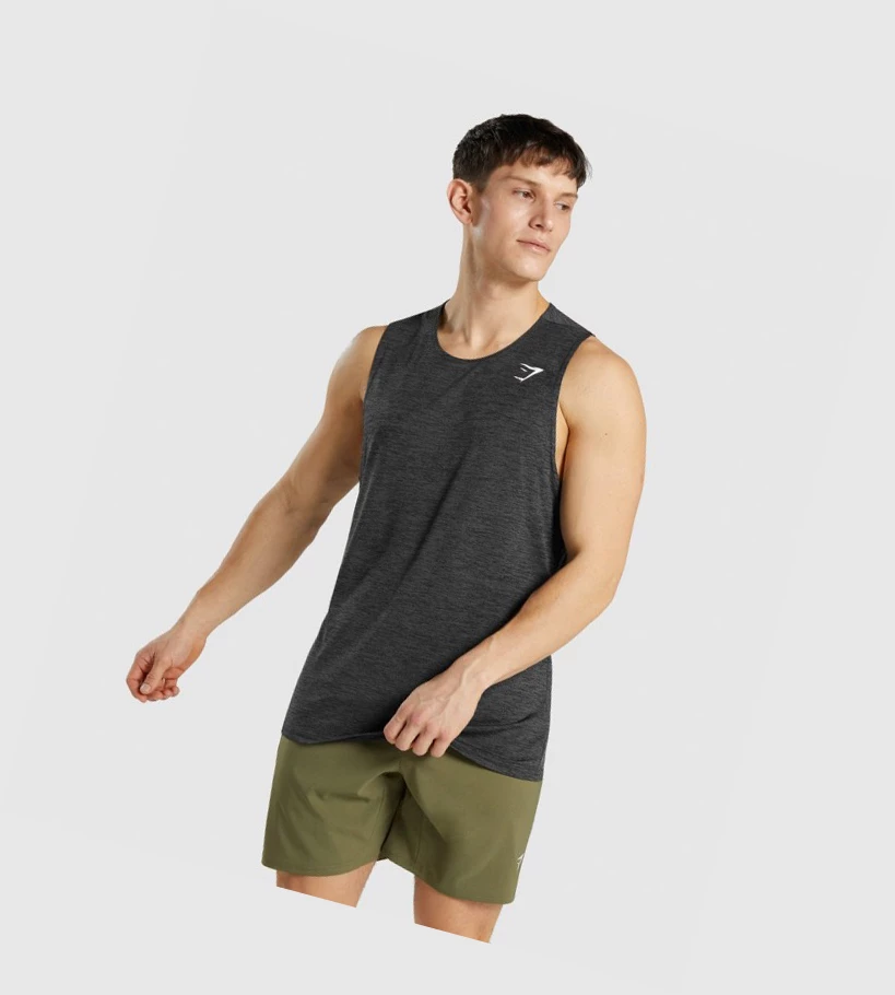 Gymshark Arrival Marl Singlet Herre Svarte | GYLVNT502