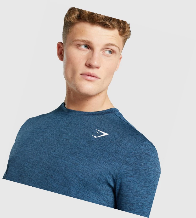 Gymshark Arrival Marl T-skjorte Herre Marineblå | XBHYGA583