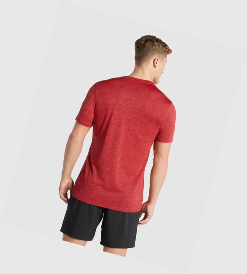 Gymshark Arrival Marl T-skjorte Herre Rød | JVWSZX527