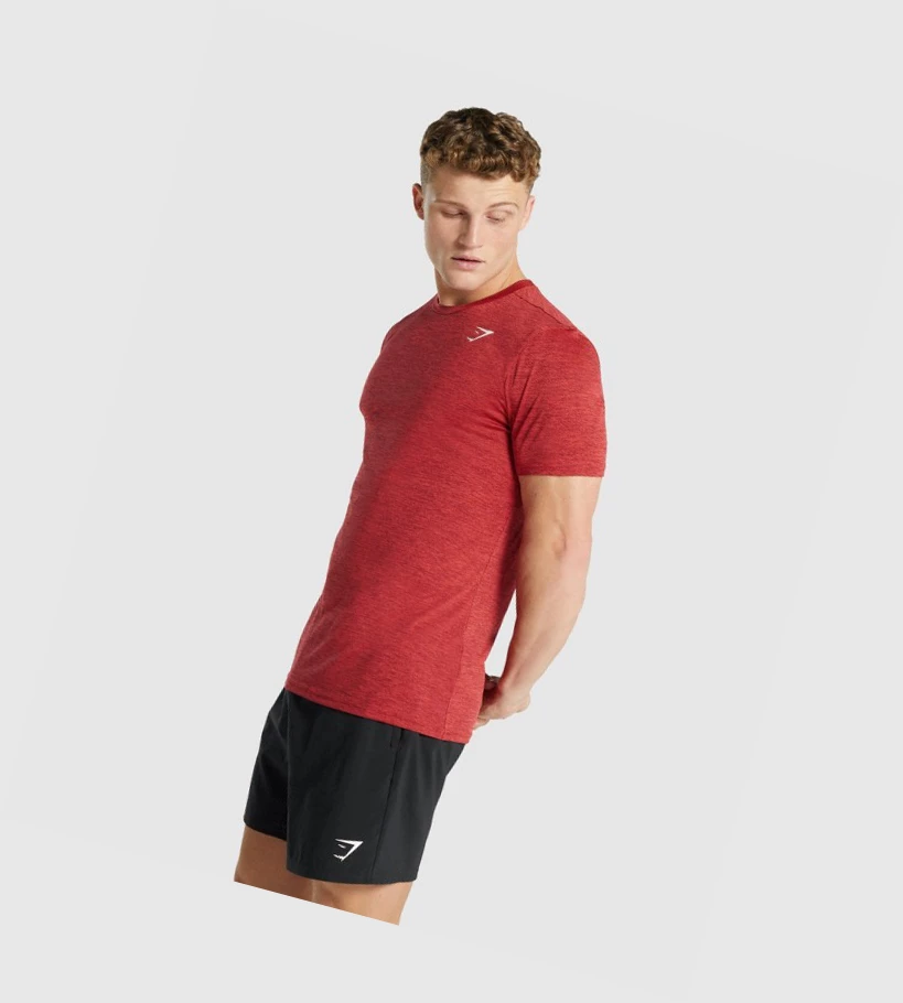 Gymshark Arrival Marl T-skjorte Herre Rød | JVWSZX527