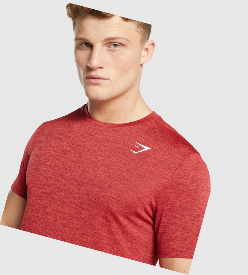 Gymshark Arrival Marl T-skjorte Herre Rød | JVWSZX527