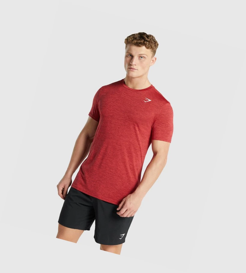 Gymshark Arrival Marl T-skjorte Herre Rød | JVWSZX527