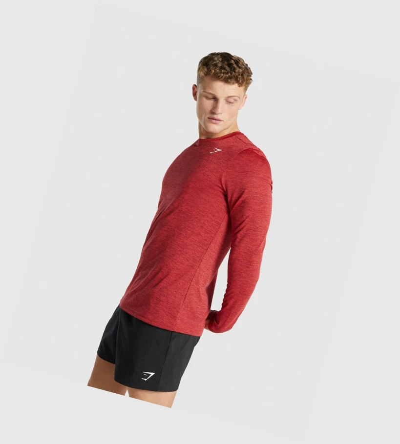 Gymshark Arrival Marl T-skjorte Herre Rød | UZKMQF467