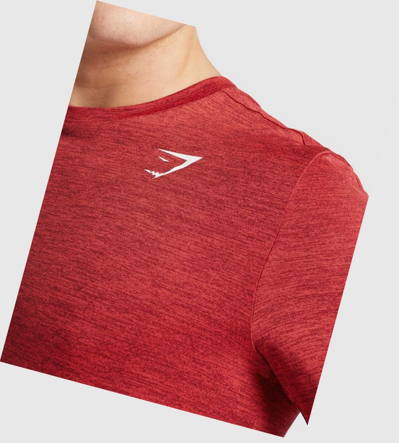 Gymshark Arrival Marl T-skjorte Herre Rød | UZKMQF467