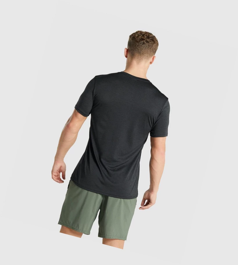 Gymshark Arrival Marl T-skjorte Herre Svarte | BAVFTG038