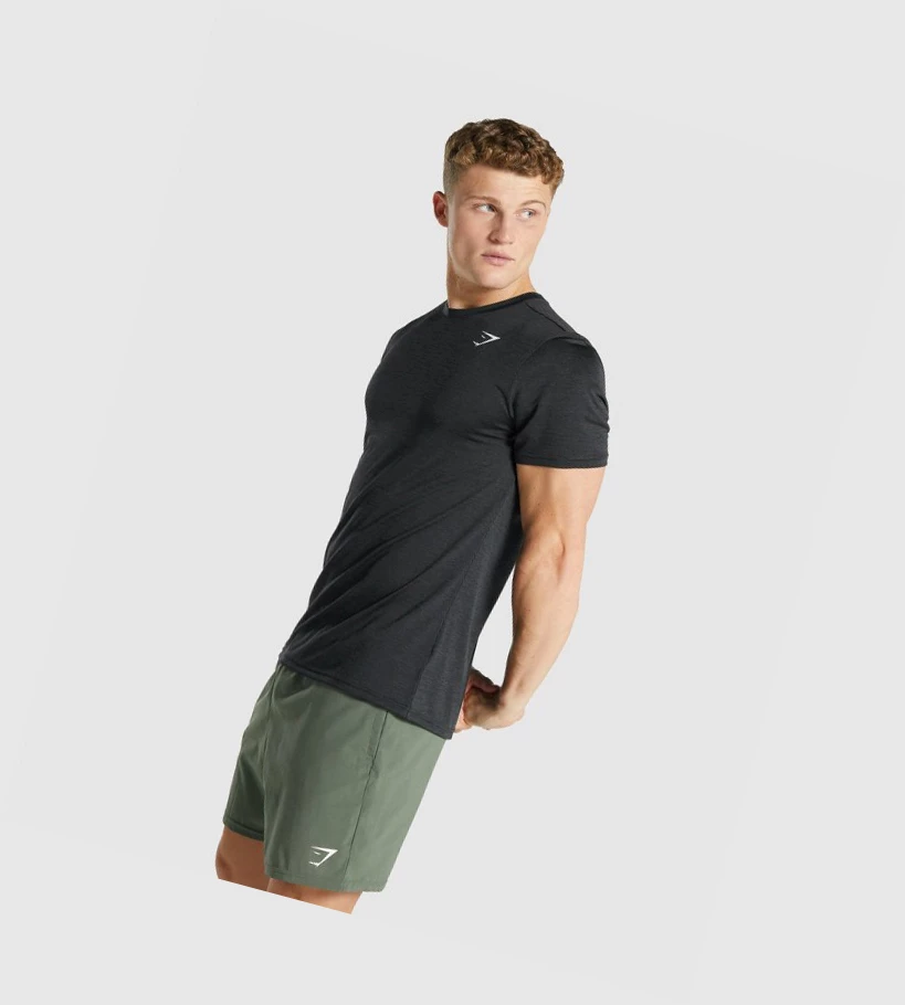 Gymshark Arrival Marl T-skjorte Herre Svarte | BAVFTG038