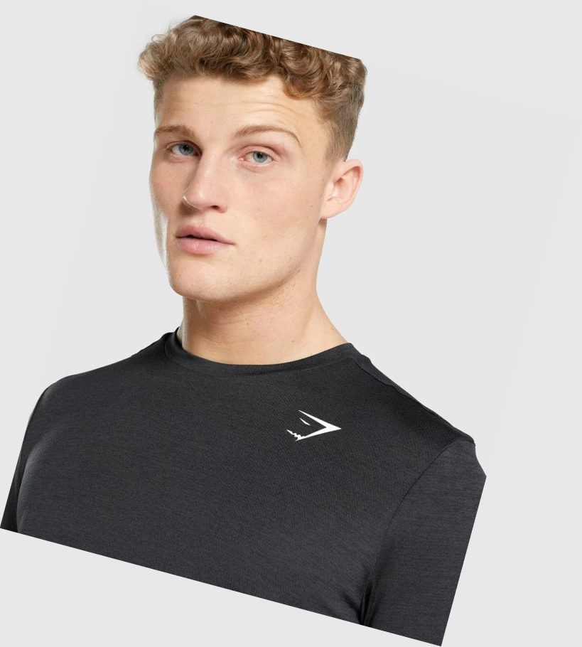 Gymshark Arrival Marl T-skjorte Herre Svarte | BAVFTG038