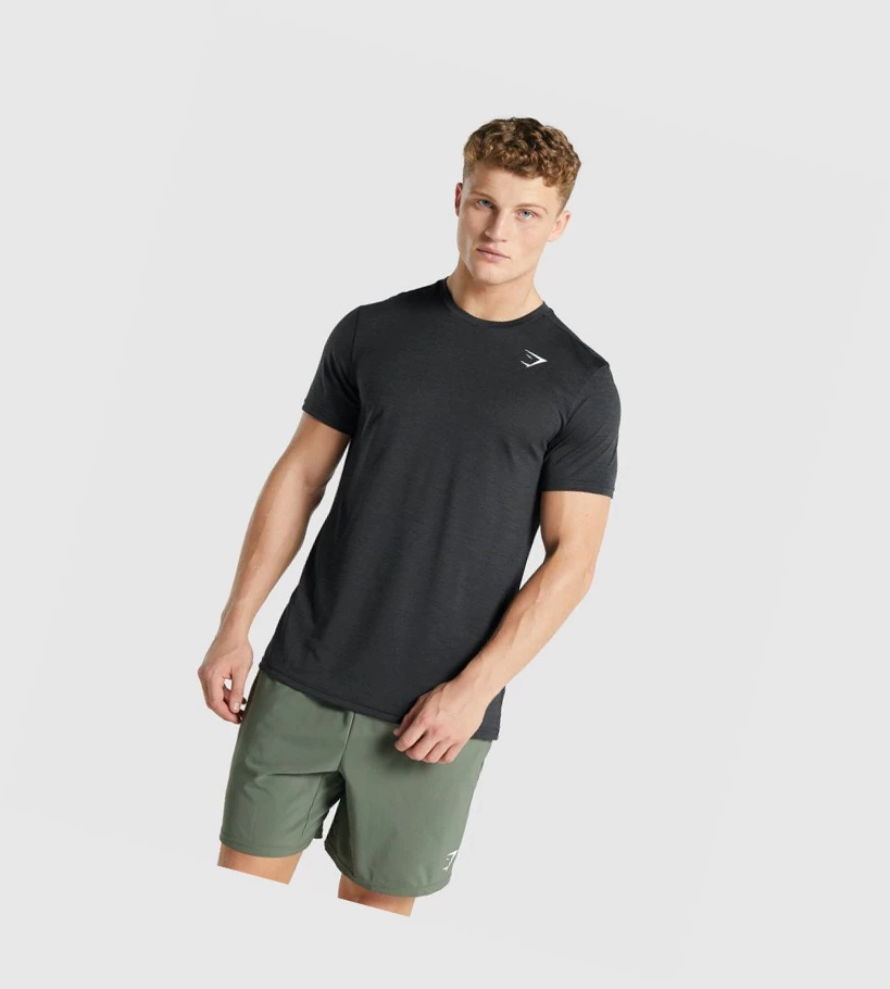 Gymshark Arrival Marl T-skjorte Herre Svarte | BAVFTG038