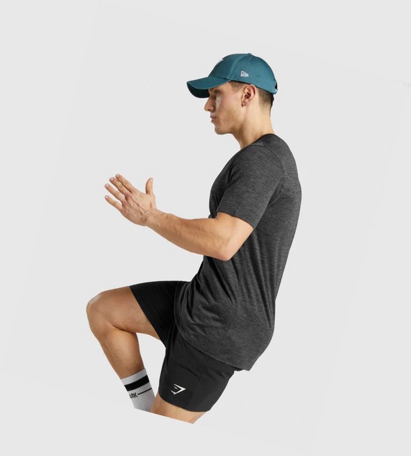 Gymshark Arrival Marl T-skjorte Herre Svarte | SGVXRH752