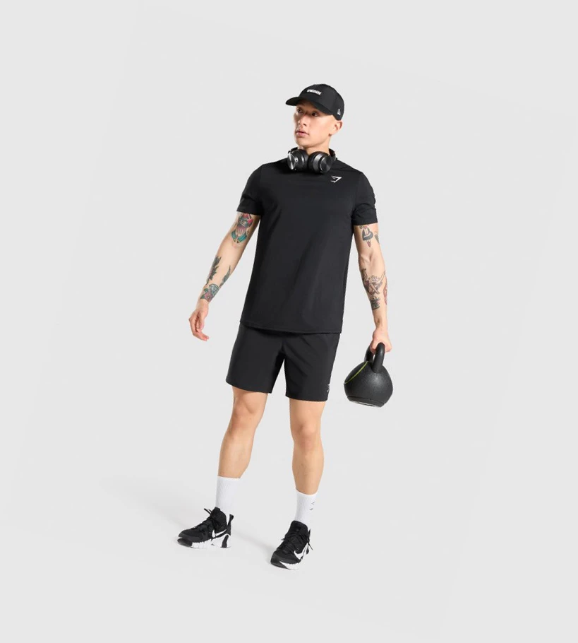 Gymshark Arrival Regular Fit T-skjorte Herre Svarte | QEBNDI124