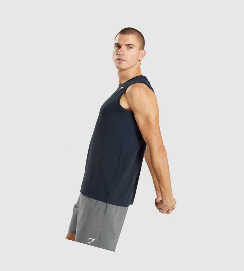 Gymshark Arrival Seamless Singlet Herre Marineblå | RDUGQL986