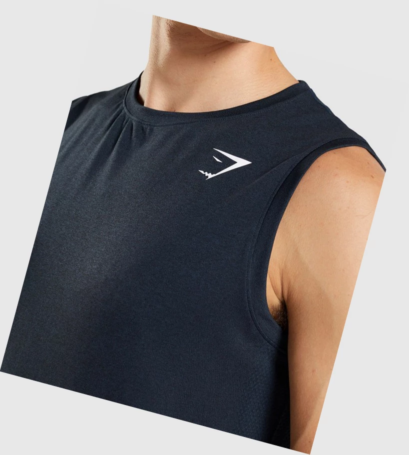 Gymshark Arrival Seamless Singlet Herre Marineblå | RDUGQL986