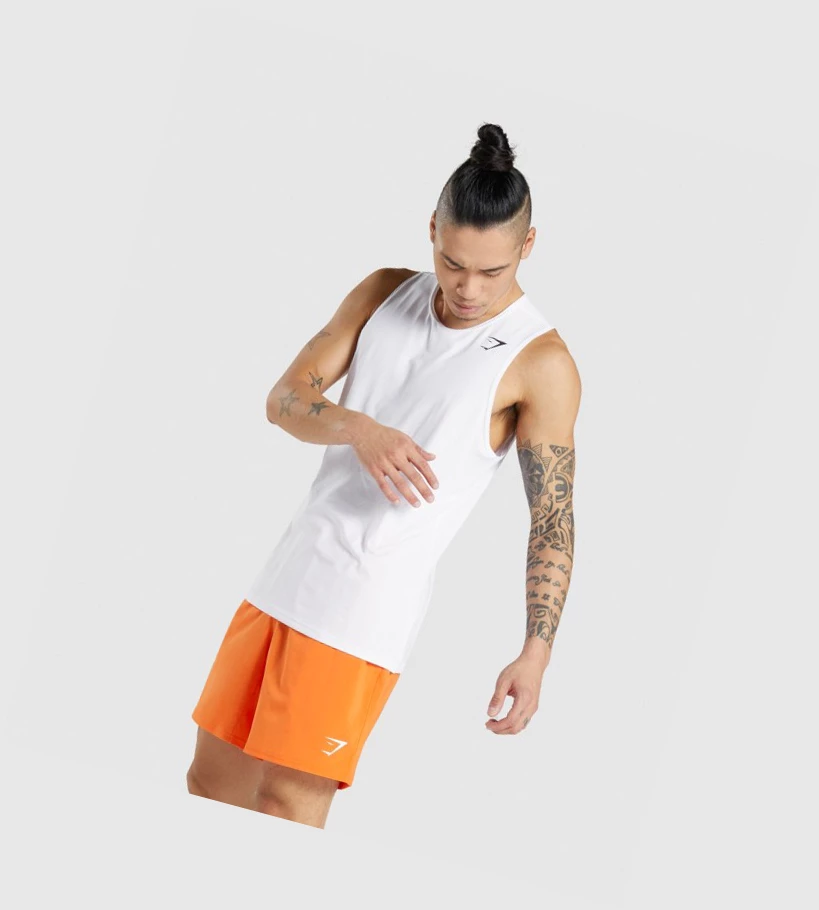 Gymshark Arrival Singlet Herre Hvite | MQITDP610