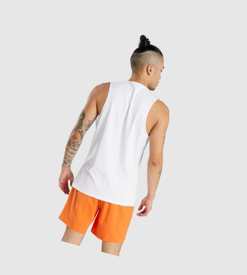 Gymshark Arrival Singlet Herre Hvite | MQITDP610