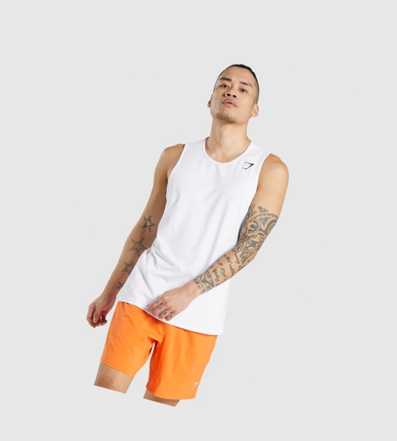 Gymshark Arrival Singlet Herre Hvite | MQITDP610