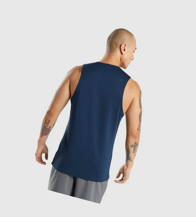 Gymshark Arrival Singlet Herre Marineblå | DIMOAK231