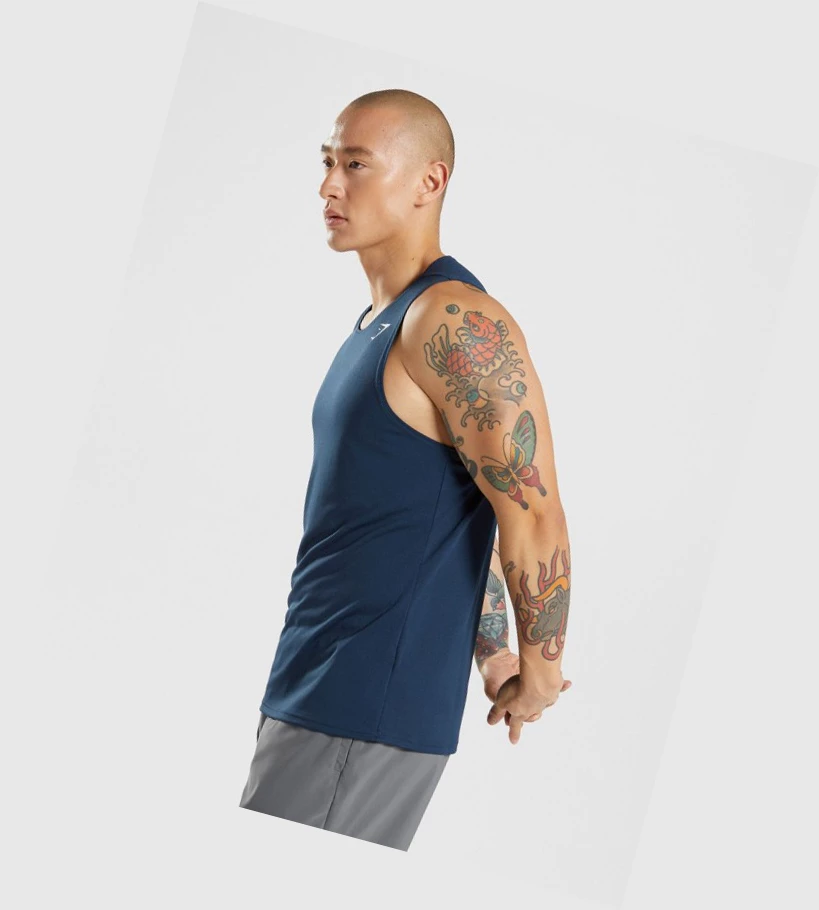 Gymshark Arrival Singlet Herre Marineblå | DIMOAK231