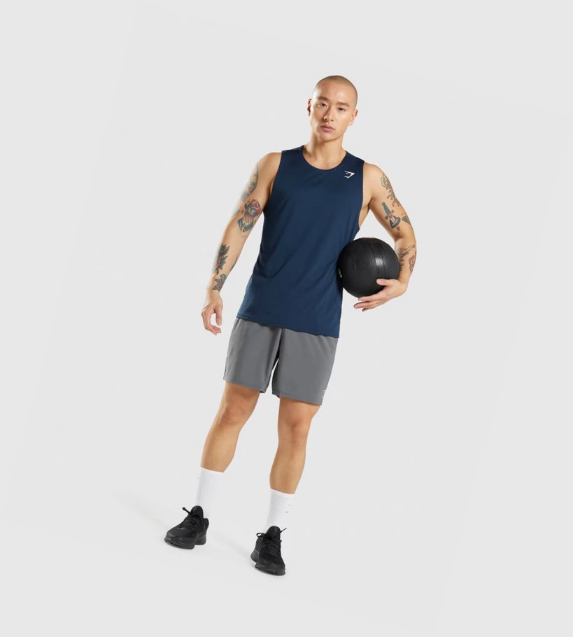 Gymshark Arrival Singlet Herre Marineblå | DIMOAK231