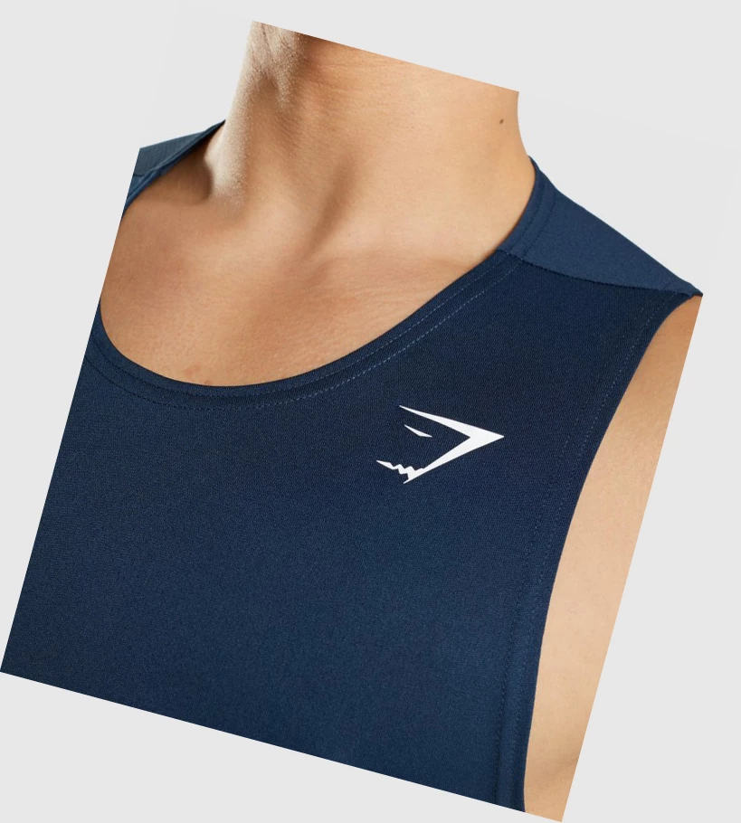 Gymshark Arrival Singlet Herre Marineblå | DIMOAK231