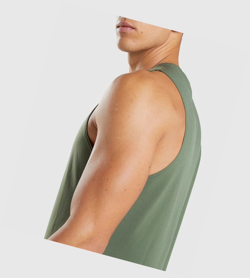 Gymshark Arrival Singlet Herre Olivengrønne | LMSNZQ546