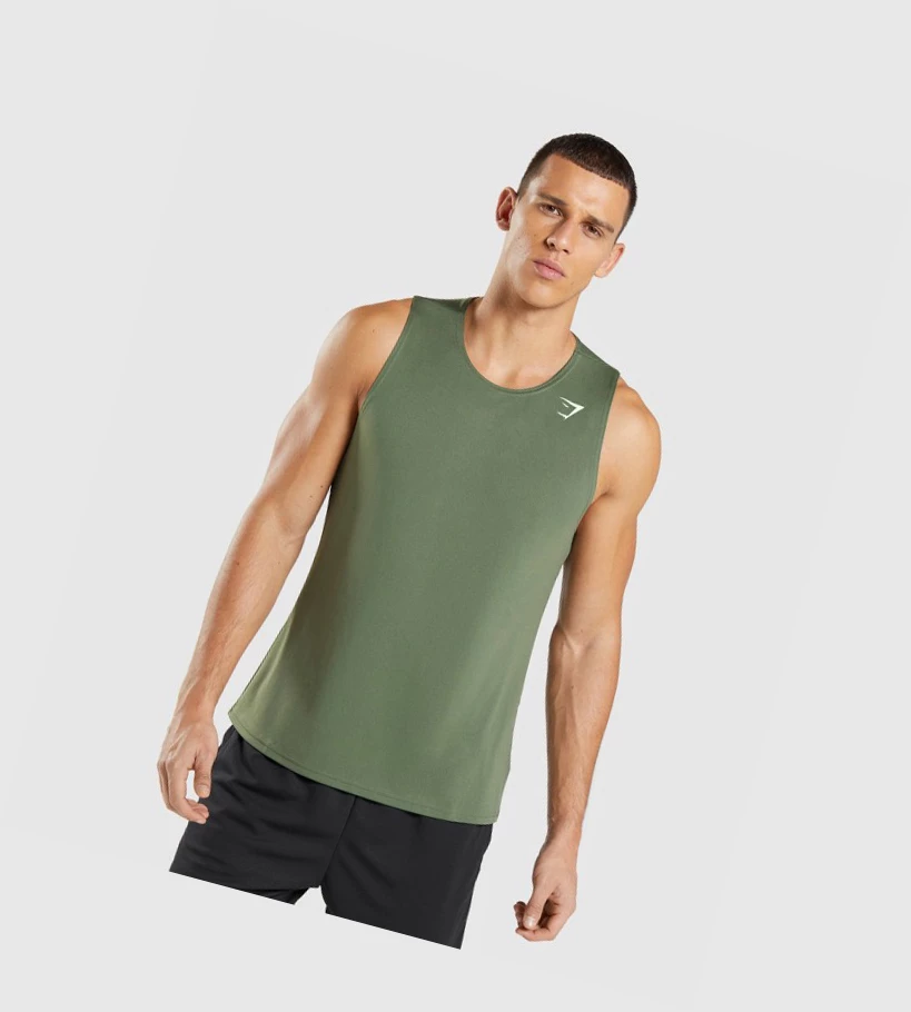 Gymshark Arrival Singlet Herre Olivengrønne | LMSNZQ546