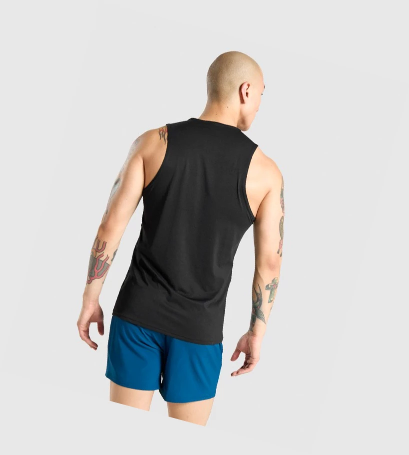 Gymshark Arrival Singlet Herre Svarte | ZIOWHT031